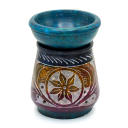 Small Coloured Soapstone Oil Burner 8cm - Flower - SoapOB-22