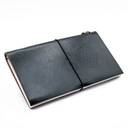 Handmade Leather Journal - Flower of Life - Green (80 pages) Handgemaakt Leren Notitieboek - Levensbloem - Groen