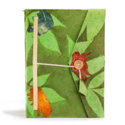 Lokta Bold Floral Notebook – Large (21x15cm) – 45 Bladen – Inclusief Boekenlegger – Mosgroen