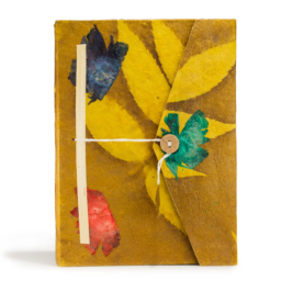 Lokta Bold Floral Notebook – Large (21x15cm) – 45 Bladen – Inclusief Boekenlegger – Olijf