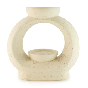 Ceramic Zen Oil Burner - Large Oval Pebble - Speckled Off-White Keramische Zen Geurbrander - Grote Ovale Kiezel - Gevlekt Off-White