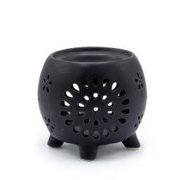 Squat Pot Oil Burner Flower Burst - Matt Black Squat Pot Geurbrander Flower Burst - Mat Zwart