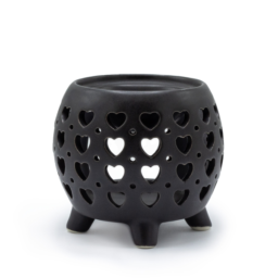 Squat Pot Oil Burner Multi Hearts - Matt Black Squat Pot Oil Burner Multi Hearts - Matt Black